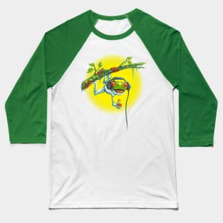 Tree Frog Chillin' With Music Headphones Baseball T-Shirt